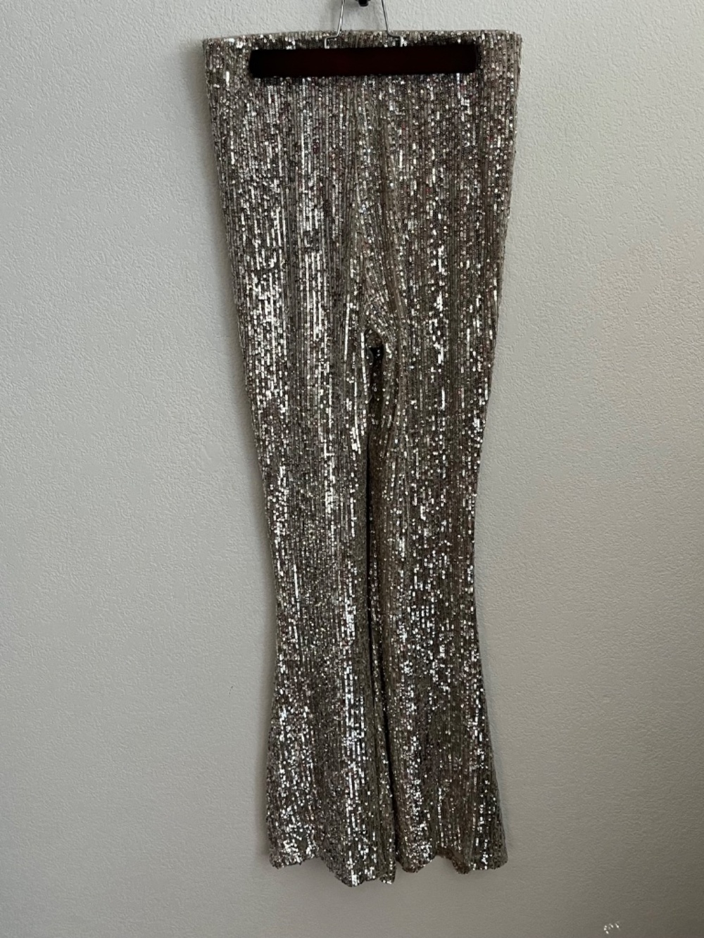 Show Me Your MuMu Silver Sequin High Waisted Flare Mercury Bells Pants - Picture 2 of 6